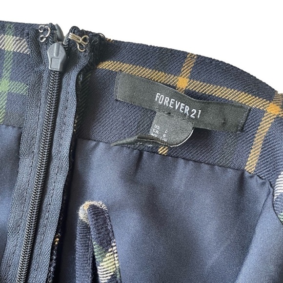 Forever 21 Navy Plaid Jumper Dress, L - Picture 2 of 9